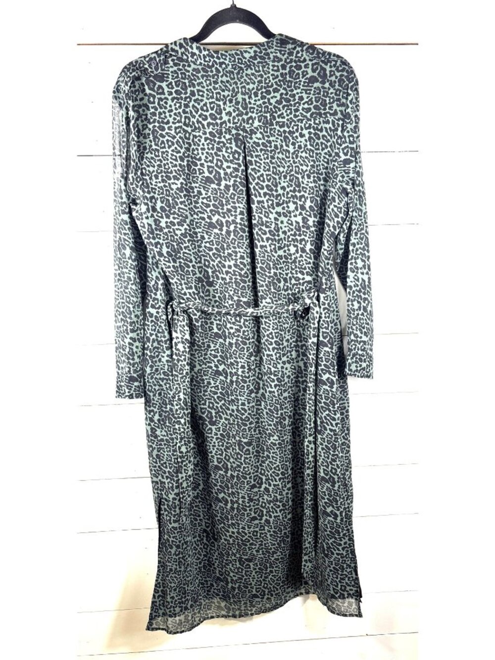 Mint Velvet Leopard Print Button-Down Shirt Dress With Belted Waist & Side Slits